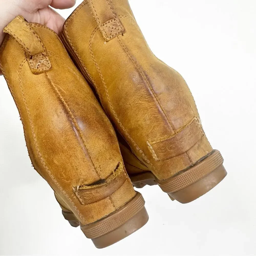 Sorel Joan Of Arctic Leather Wedge Chelsea Boot Camel Tan Size 8 NL3022-224